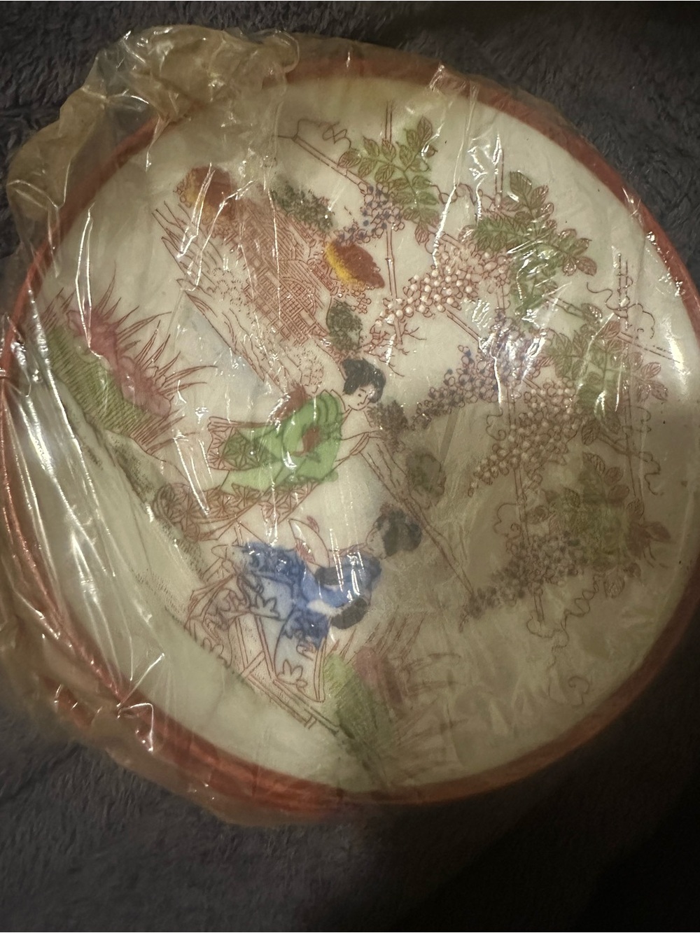 Decorative Oriental-Inspired Ceramic Plate teacup set vintage Japanese